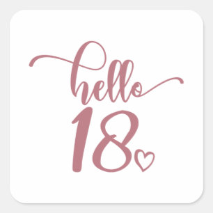 18th Birthday Women Hello 18 Cute 18 Years Old Square Sticker
