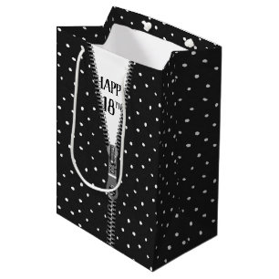 18th Birthday Zipper On Polka Dots Medium Gift Bag