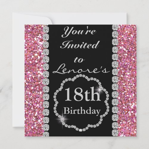 18th BLING Birthday Party Invitation