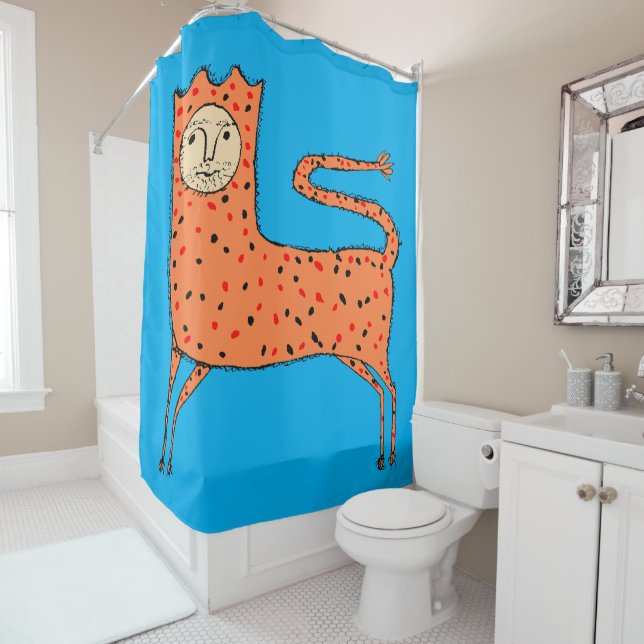 18th C English Primitive Lion Shower Curtain (In Situ)