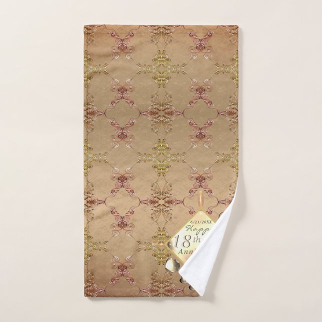 18th Cat's Eye Wedding Anniversary Bath Towel Set (Hand Towel)