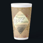 18th Cat's Eye Wedding Anniversary  Latte Mug<br><div class="desc">Are you looking for the right travel mug for her for your wedding anniversary,  marking your milestone? Perhaps you've found it with my original,  cat's eye,  porcelain graphics,  ornate heart repeat and templates for personalization!</div>