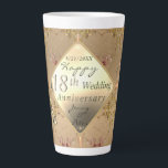 18th Cat's Eye Wedding Anniversary  Latte Mug<br><div class="desc">Are you looking for the right travel mug for her for your wedding anniversary,  marking your milestone? Perhaps you've found it with my original,  cat's eye,  porcelain graphics,  ornate heart repeat and templates for personalization!</div>