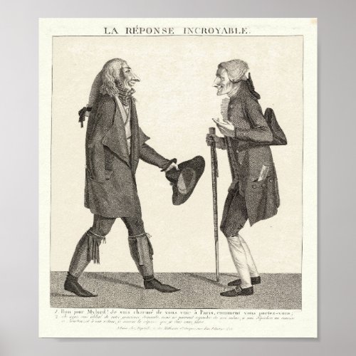 18th Cent Satire on Diplomacy Reponse Incroyable Poster