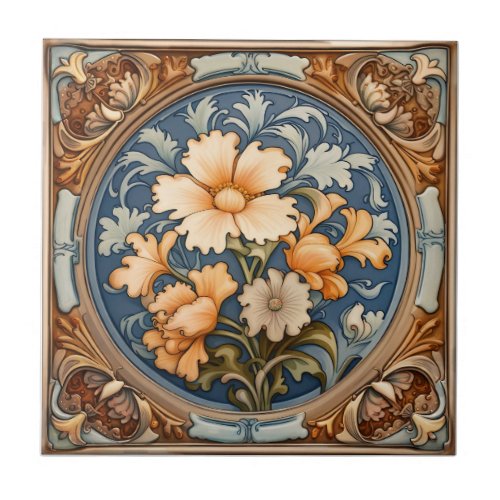 18th century art Nouveau ceramic tile 