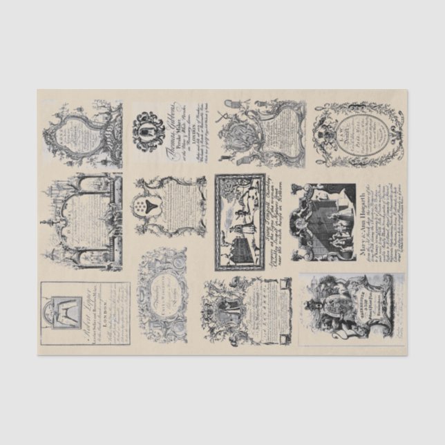 18th Century Bussiness Trade Card Collection Tissue Paper (Front)