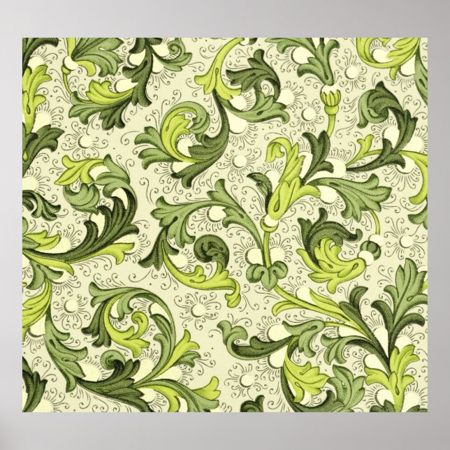 18th Century: Floral Antique Wallpaper. Poster (Front)