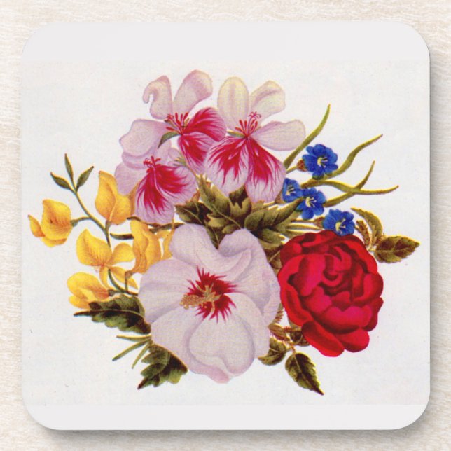 18th century flower bouquet flower arrangement beverage coaster (Front)