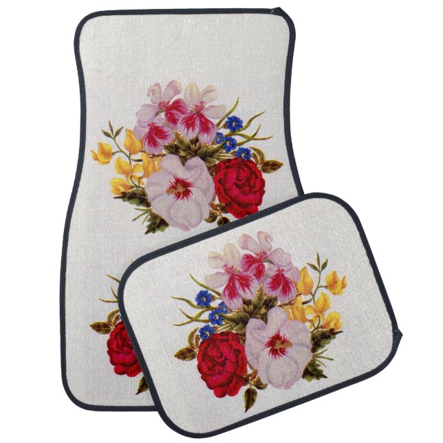18th  century flower bouquet flower arrangement car floor mat (Set)