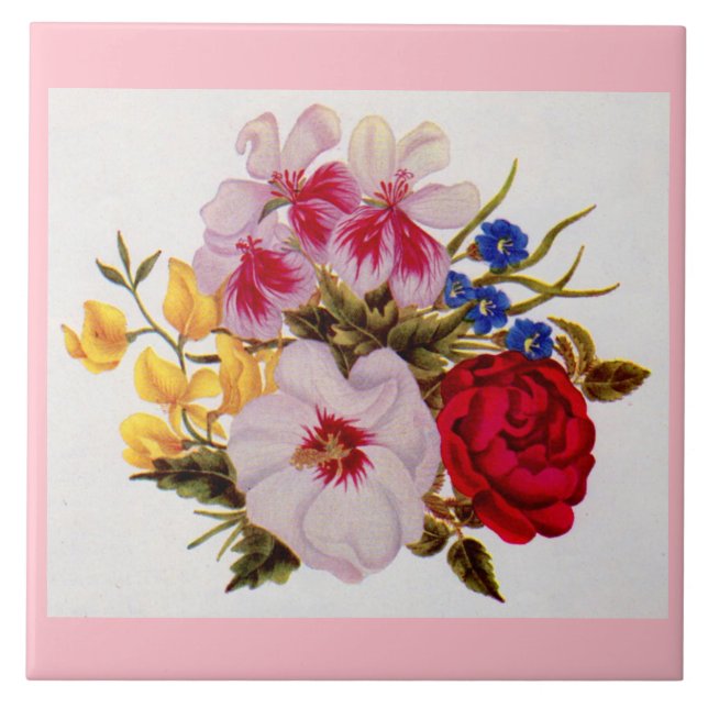 18th century flower bouquet flower arrangement ceramic tile (Front)