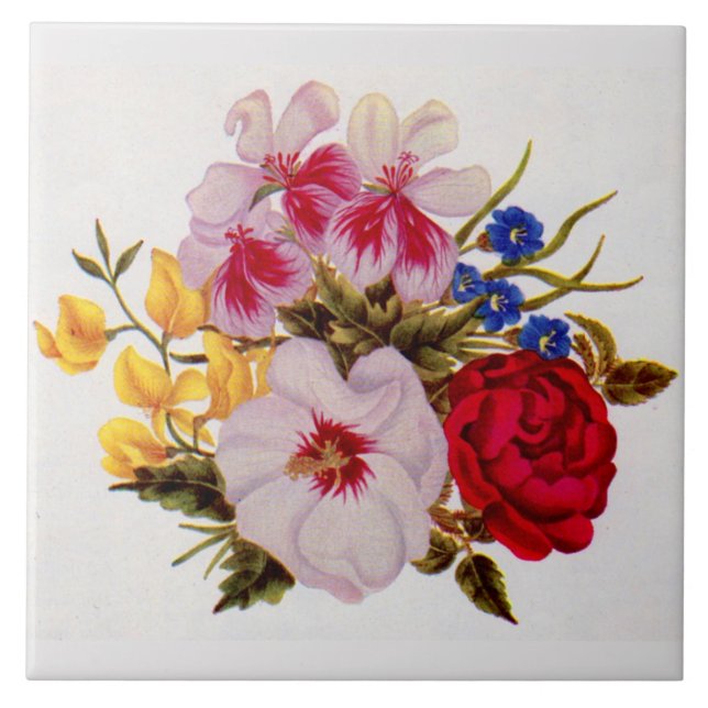 18th century flower bouquet flower arrangement ceramic tile (Front)