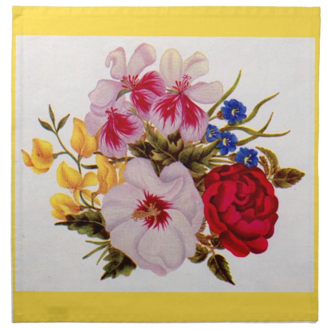 18th century flower bouquet flower arrangement cloth napkin (Front)
