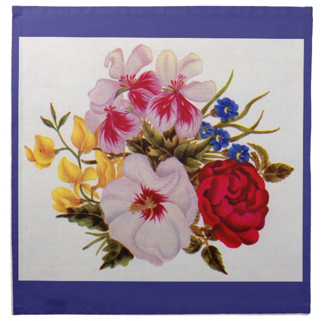 18th century flower bouquet flower arrangement cloth napkin (Front)