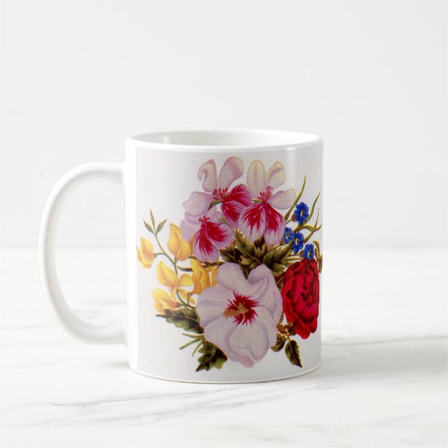 18th  century flower bouquet flower arrangement coffee mug (Left)