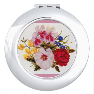 18th century flower bouquet flower arrangement compact mirror