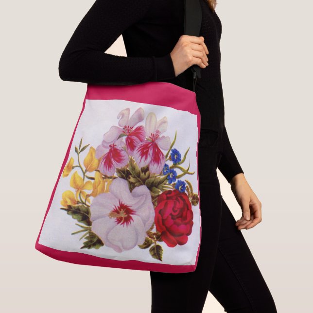 18th  century flower bouquet flower arrangement crossbody bag (Close Up)
