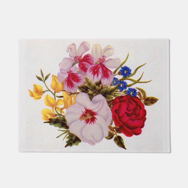 18th century flower bouquet flower arrangement doormat (Front)