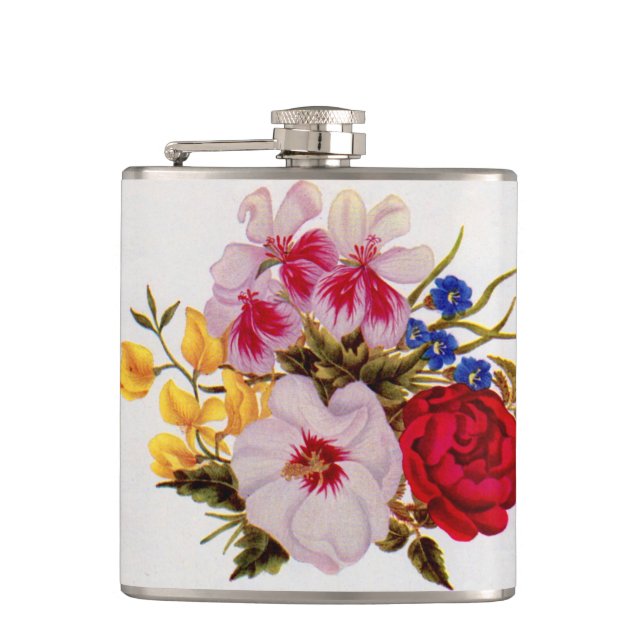 18th century flower bouquet flower arrangement hip flask (Front)