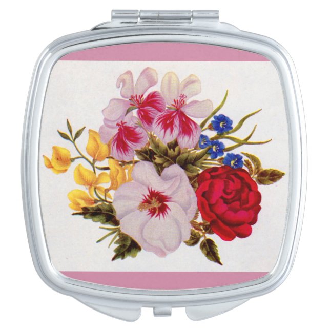 18th century flower bouquet flower arrangement makeup mirror (Front)