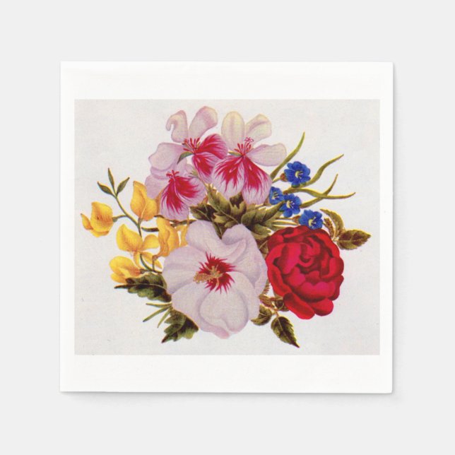 18th century flower bouquet flower arrangement napkins (Front)