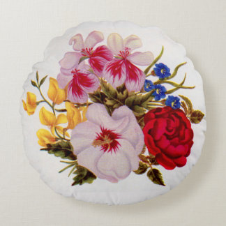 18th century flower bouquet flower arrangement round pillow