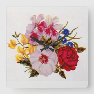 18th century flower bouquet flower arrangement square wall clock