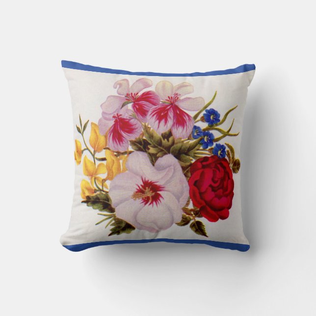 18th century flower bouquet flower arrangement throw pillow (Front)