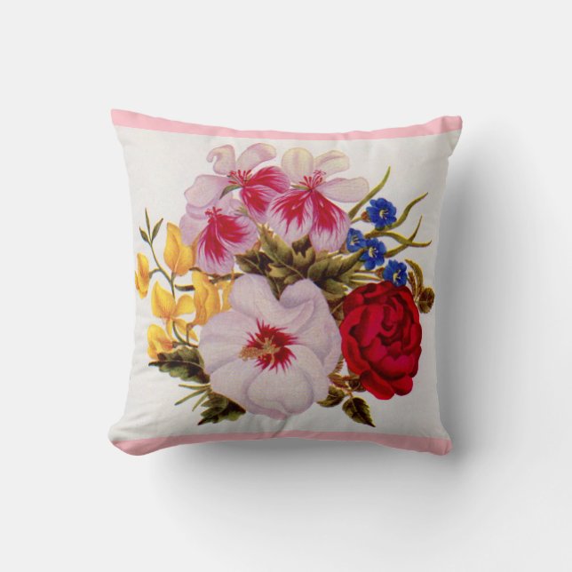18th century flower bouquet flower arrangement throw pillow (Front)
