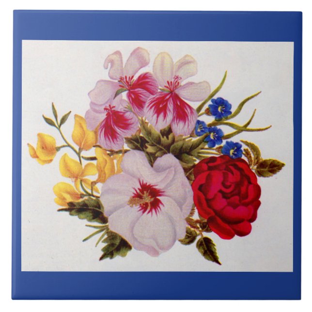 18th century flower bouquet flower arrangement tile (Front)