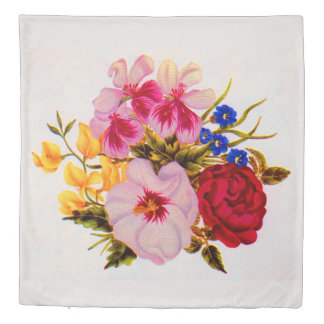 18th century flower bouquet print duvet cover
