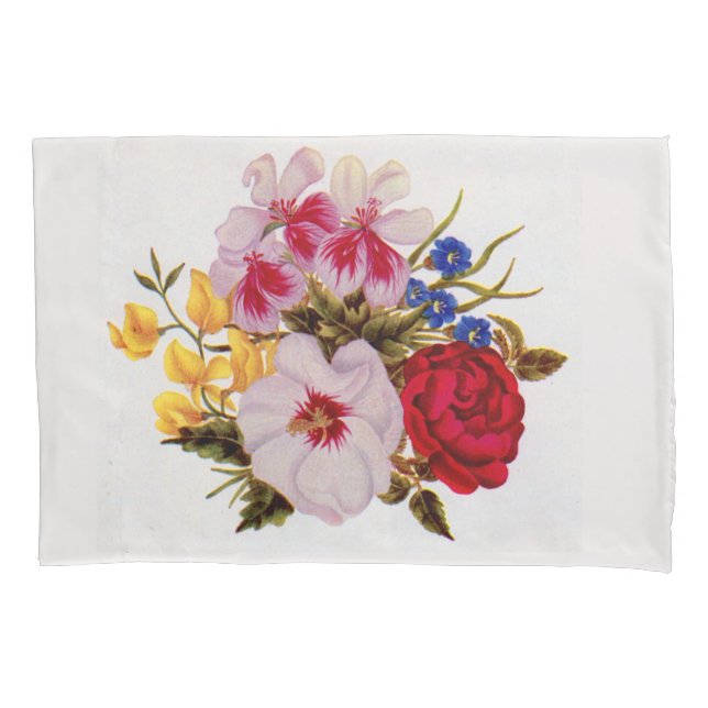 18th  century flower bouquet print pillow case (Front)