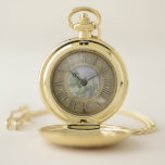 18th Century Historic Museum Pocket Watch<br><div class="desc">Pocket watch featuring a reproduction of a watch face found in the Rijksmuseum collection (object number BK-15065).  The original is dated c.1700-1720 and was possibly made in Switzerland.  It features a tranquil scene surrounded by an authentically aged number dial.</div>