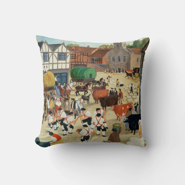 18th century Mayfair cattle market Throw Pillow (Front)
