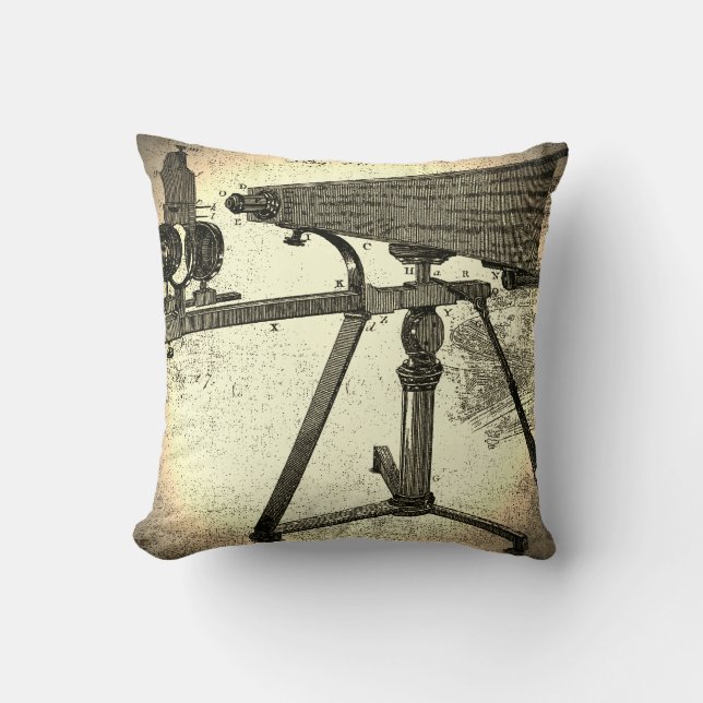 18th Century Microscope Antique Science INSTRUMENT Throw Pillow (Front)