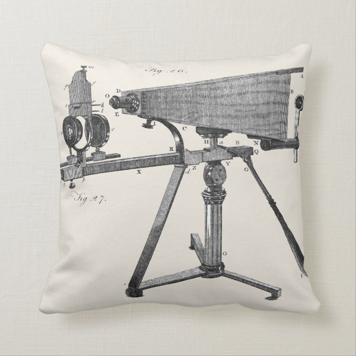 18th Century Microscope Antique Science INSTRUMENT Throw Pillow
