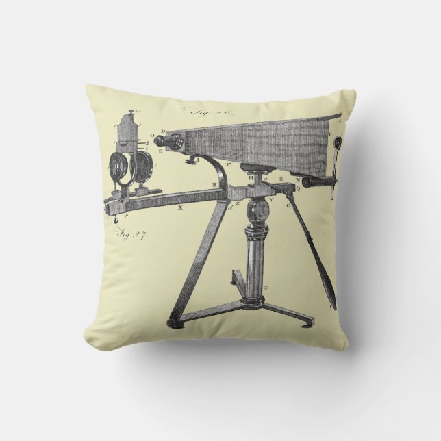 18th Century Microscope Antique Science INSTRUMENT Throw Pillow (Front)