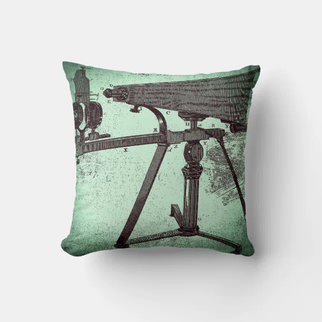 18th Century Microscope Antique Science INSTRUMENT Throw Pillow Zazzle