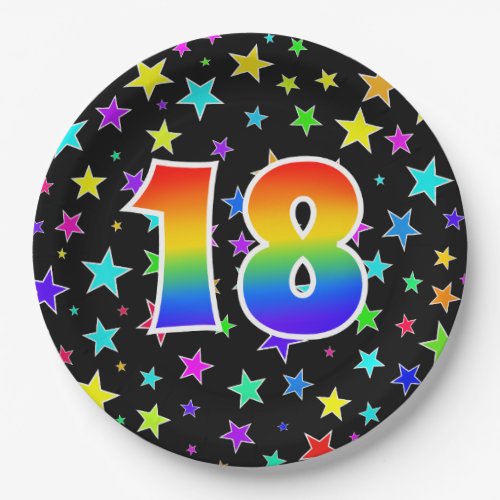 18th Event Bold Fun Colorful Rainbow 18 Paper Plates