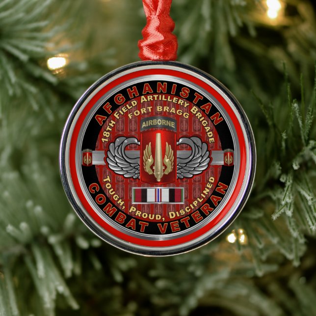 18th Field Artillery Brigade Afghanistan Veteran Metal Ornament (Tree)