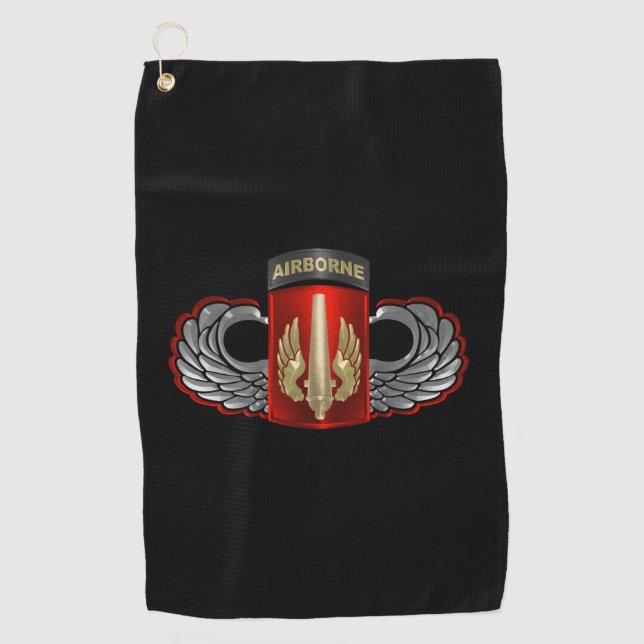 18th Field Artillery Brigade Airborne Jump Wings Golf Towel (Front)