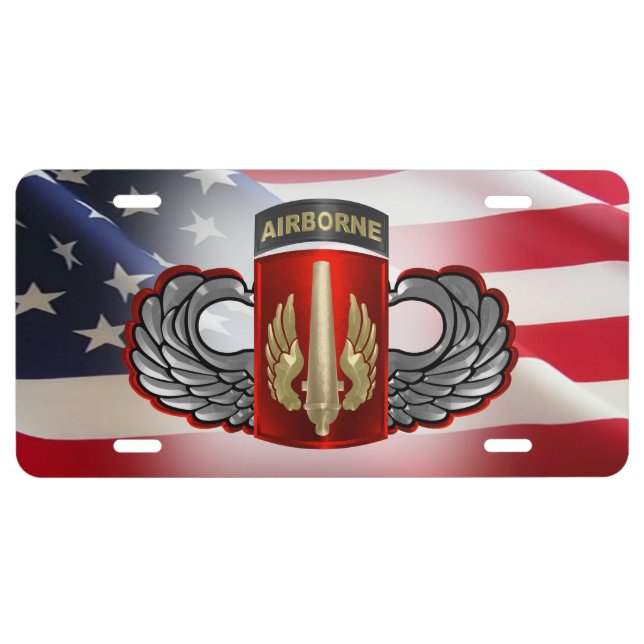 18th Field Artillery Brigade Airborne Jump Wings License Plate (Front)