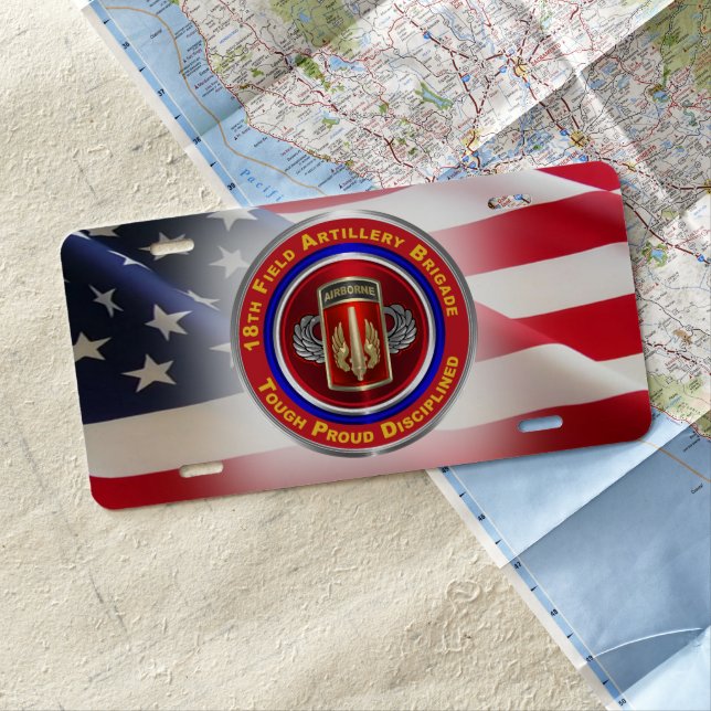 18th Field Artillery Brigade Airborne  License Plate (In Situ)
