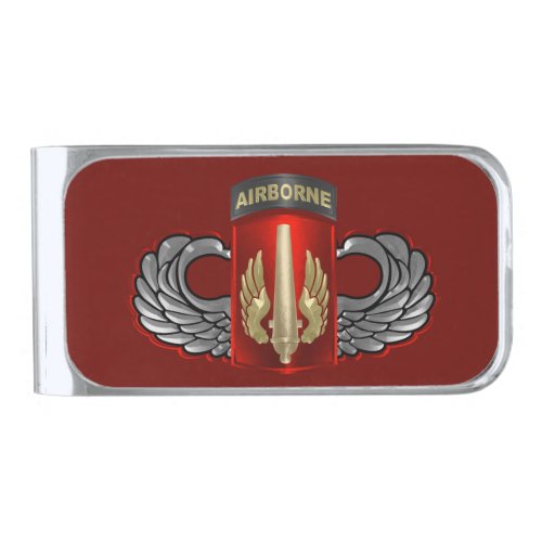 18th Field Artillery Brigade Airborne Silver Finish Money Clip