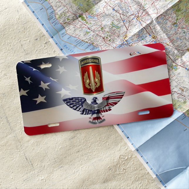 18th Field Artillery Brigade Airborne  Veteran License Plate (In Situ)