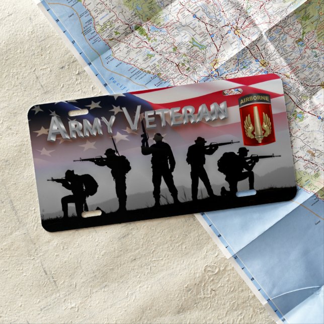 18th Field Artillery Brigade Army Veteran License Plate (In Situ)