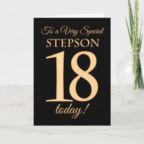 18th Gold_effect on Black for Stepson Birthday Card