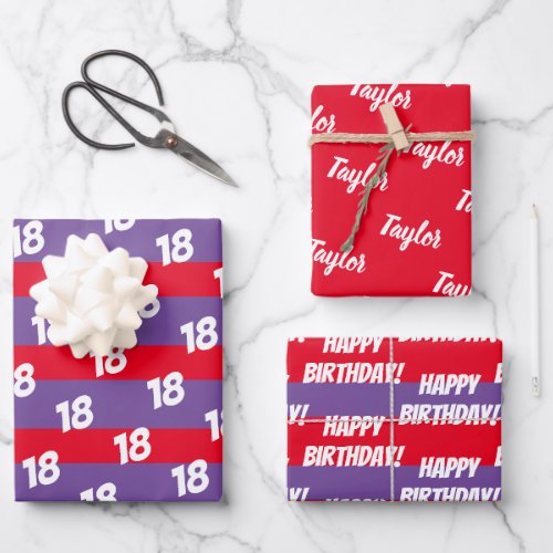 18th Happy Birthday Add Name Wrapping Paper Sheets