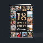 18th Happy Birthday Black and Gold Photo Collage Card<br><div class="desc">18th Happy Birthday Black and Gold Photo Collage Birthday Card. For further customization,  please click the "Customize it" button and use our design tool to modify this template.</div>
