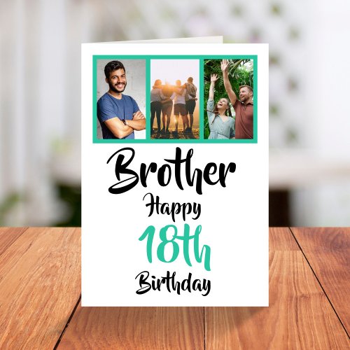 18th happy birthday brother photo collage Card