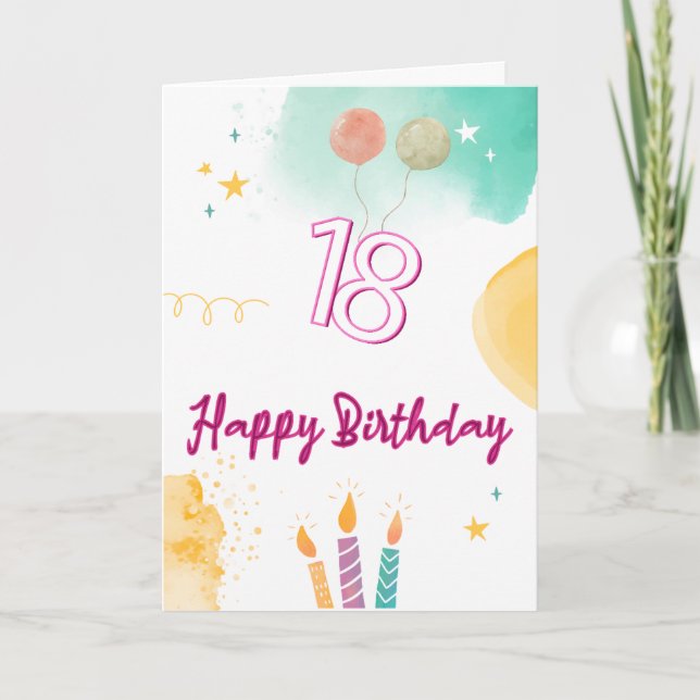 18th Happy Birthday Card (Front)
